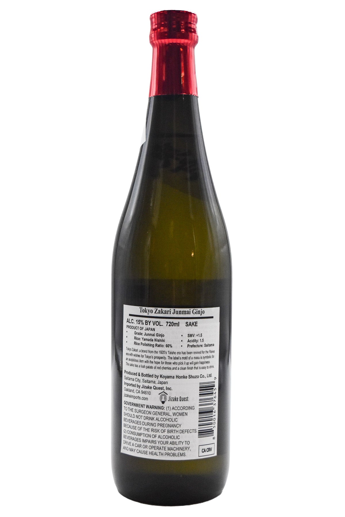 Bottle of Tokyo Zakari Junmai Ginjo Sake (720ml)-Sake-Flatiron SF