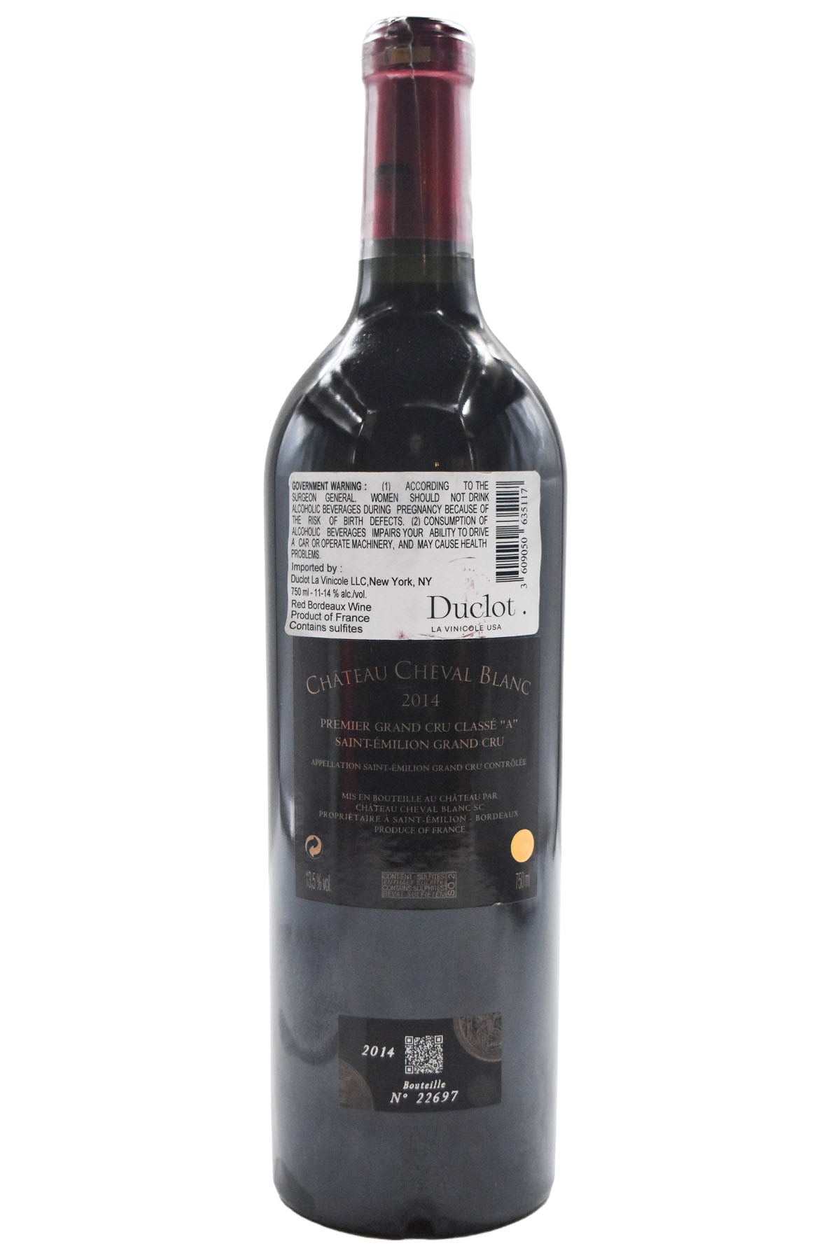 Bottle of Chateau Cheval Blanc Saint-Emilion Grand Cru 2014 [NET]-Red Wine-Flatiron SF