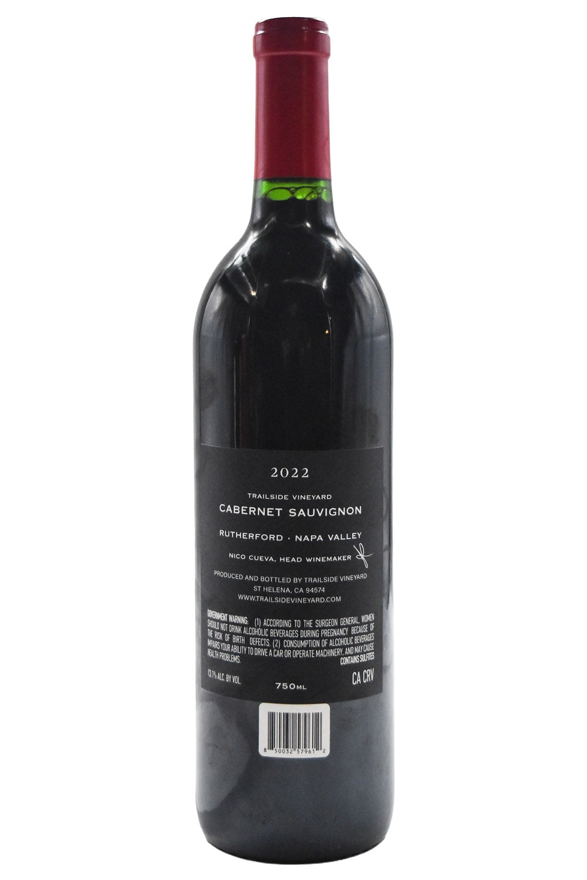 Bottle of Trailside Vineyard Rutherford Cabernet Sauvignon 2022-Red Wine-Flatiron SF