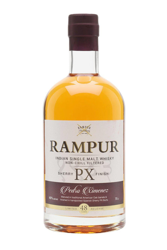 Bottle of Rampur PX Sherry Cask Single Malt Whiskey India-Spirits-Flatiron SF