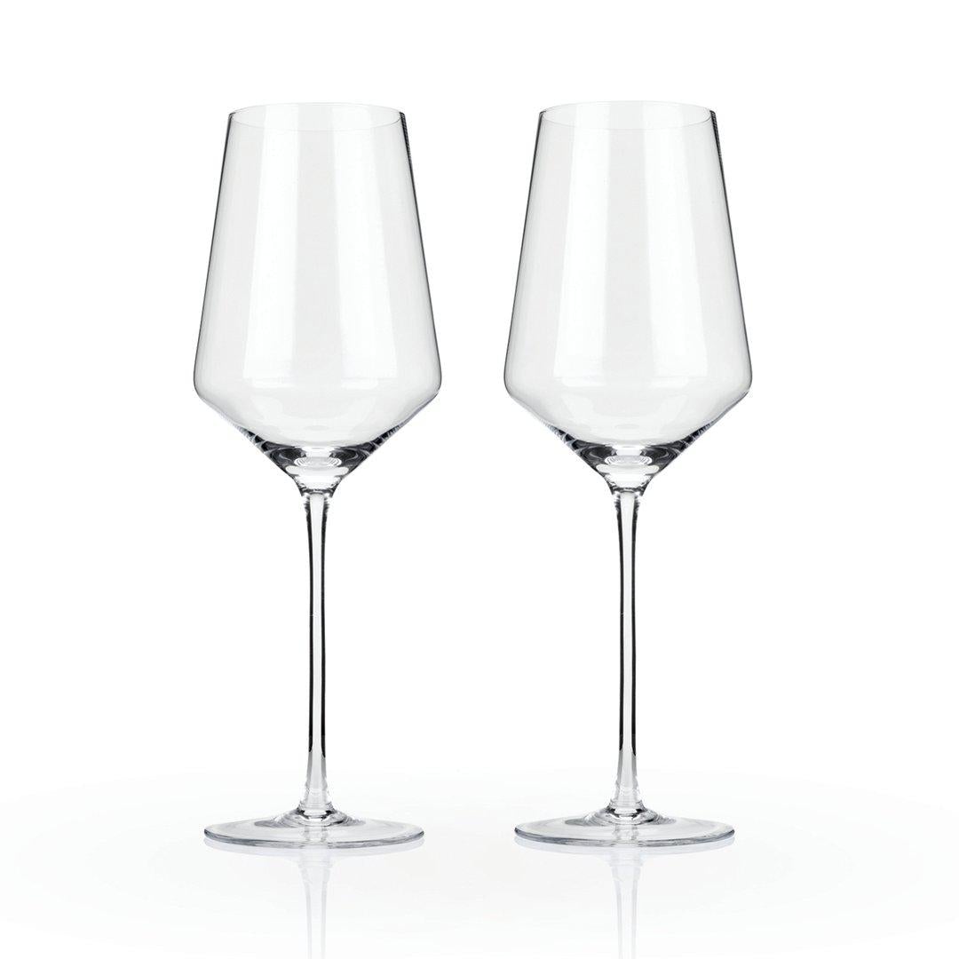 Bottle of Viski Angled Crystal Bordeaux Glasses Box of 2-Champagne and Wine Glasses-Flatiron SF