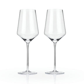 Bottle of Viski Angled Crystal Bordeaux Glasses Box of 2-Champagne and Wine Glasses-Flatiron SF