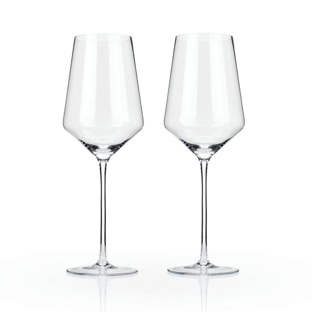 Bottle of Viski Angled Crystal Bordeaux Glasses Box of 2-Champagne and Wine Glasses-Flatiron SF