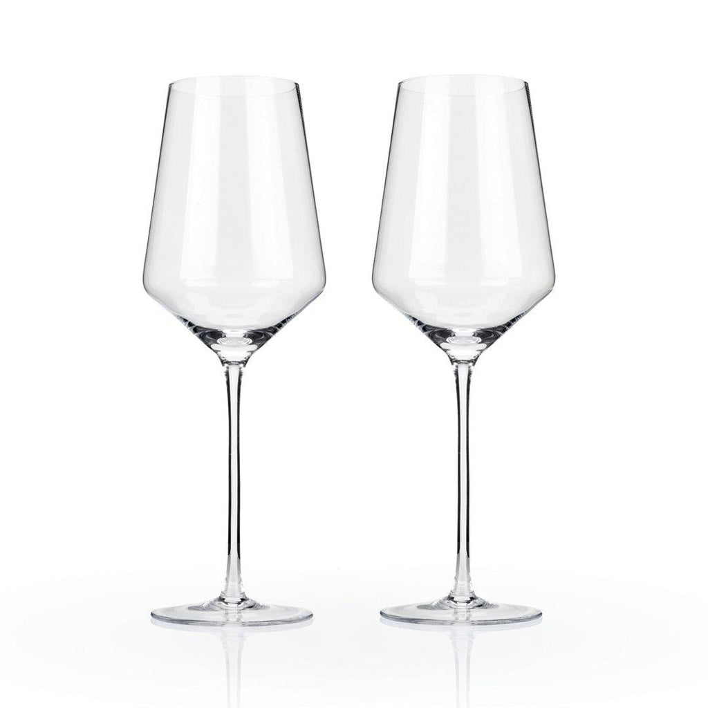 Bottle of Viski Angled Crystal Bordeaux Glasses Box of 2-Champagne and Wine Glasses-Flatiron SF