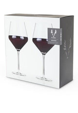 Bottle of Viski Angled Crystal Burgundy Glasses Box of 2-Champagne and Wine Glasses-Flatiron SF