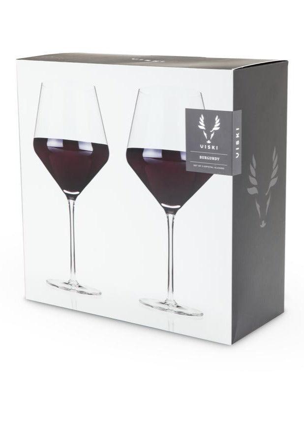Bottle of Viski Angled Crystal Burgundy Glasses Box of 2-Champagne and Wine Glasses-Flatiron SF